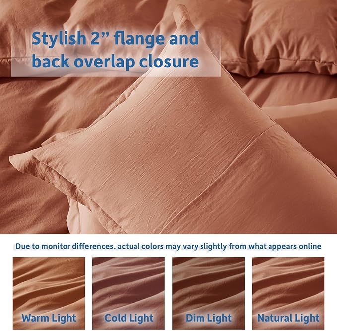 Nestl Rust California King Duvet Cover Sets - Soft Double Brushed Cal King Duvet Cover, 3 Piece, with Zipper Closure, 1 Duvet Cover 104x98 inches and 2 Pillow Shams