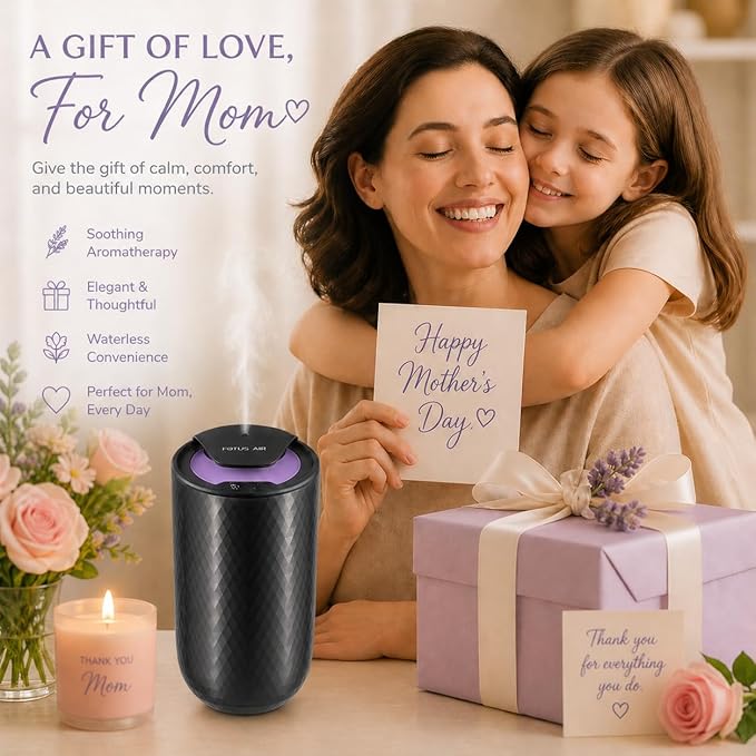Waterless Essential Oil Diffuser - Cordless Rechargeable Aromatherapy Scent Machine for Home Bedroom Car Office Travel - 3 Mist Levels, 4 Timer Modes, 24-Hour Battery