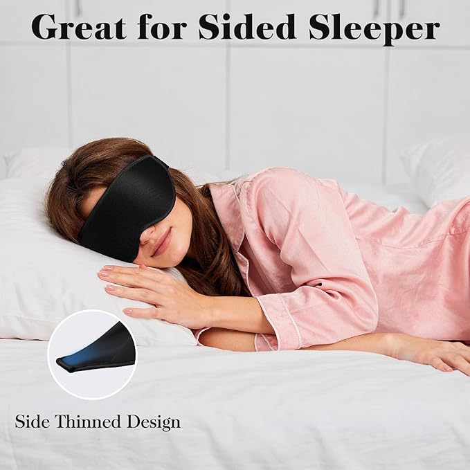 Fygrip 3D Eye Mask Sleep Mask for Men & Women, 100% Pressure-Free & Light Block-Out Eye Mask for Sleep with Easy Adjustable Strap, Night Eye Cover for Travel, Black