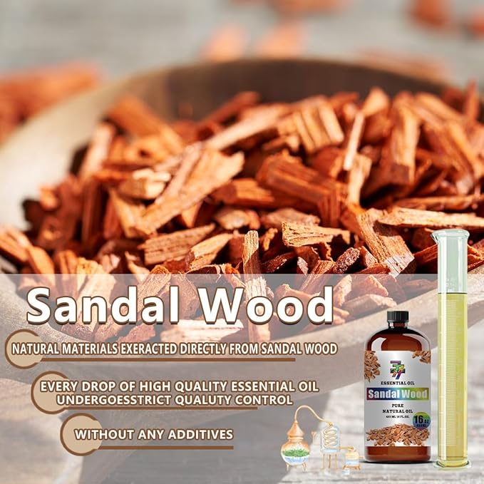 Sandalwood Essential Oil - Sandalwood Oils for Diffusers, Humidifiers, DIY Candles, Soap, Cleaning, Home, Office, Yoga, Massage, Gifts - 16 fl oz (480 ml) - GV77ZF