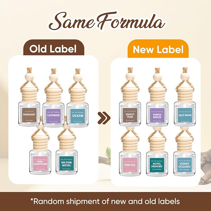 AROIC Car Air Freshener Diffuser Set, 6 Pack Lavender Natural Slow-Release Fragrance, Long Lasting Air Freshener for Women & Men Car Accessories, Hanging Cute Automotive Interior Decor Gift (8ml Each)
