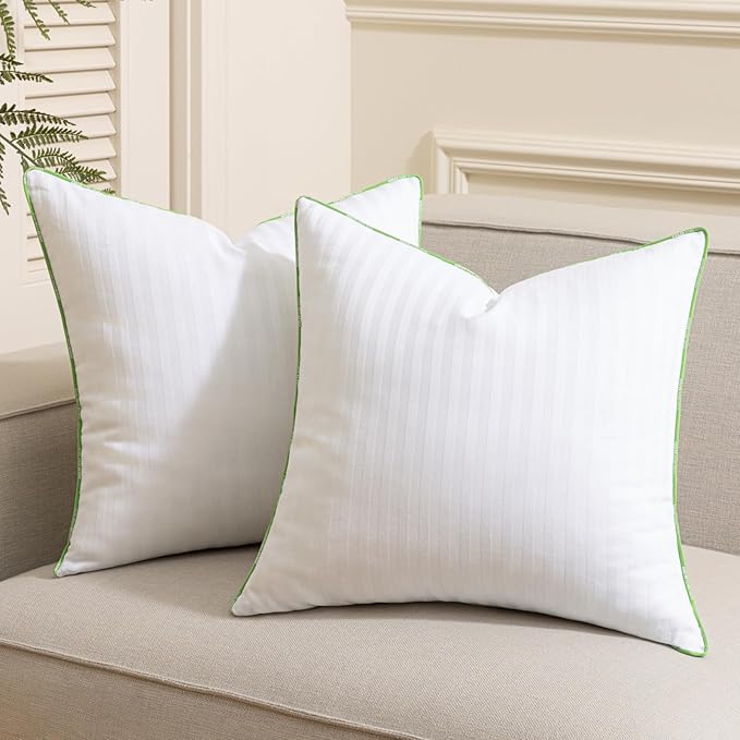 Ashler Home Deco Synthetic Down Pillow Inserts, 16x16 Down Alternative Throw Pillows Insert Sleeping Pillows with 100% Cotton Cover Decorative Pillow Stuffer for Sofa, Couch Bed(Set of 4, White)