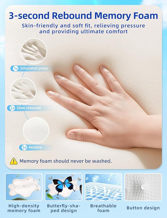 lazyzzz Cervical Neck Pillow for Neck and Shoulder Pain Relief, Memory Foam Pillow, Ergonomic Contour Side Sleeper Pillows, Soft Cooling Orthopedic Pillow for Side Back Stomach Sleepers