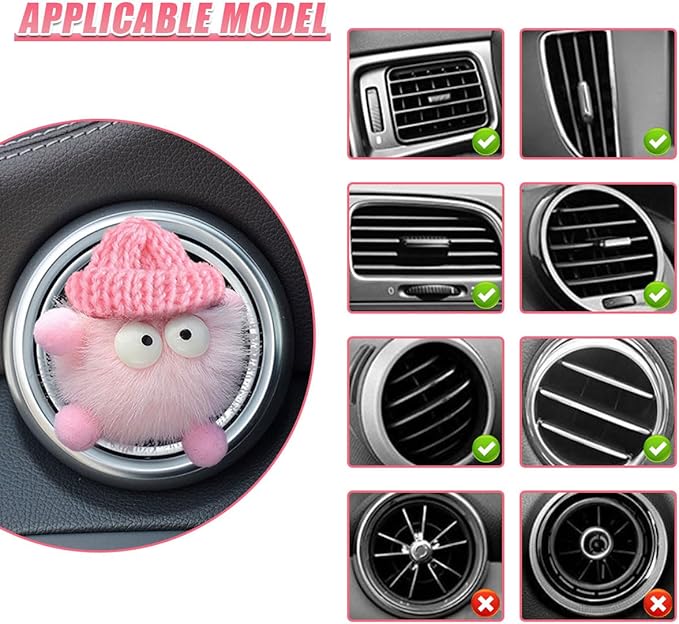 YoRise Coal Ball Car Dashboard Air Vent Trim Clips, Cute Car Vent Clip, Auto Diffuser Outlet Clip Charm, Universal Vehicle Interior Decoration Accessories for Women Girls (Pink)