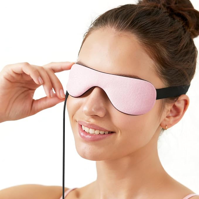 Heated Eye Mask – Warm Compress for Dry Eyes, USB Electric Heating Pad for Stye & Chalazion Eye Treatment, Eye Sleep Mask for Dark Circles and Puffiness Relief (Dusty Pink)