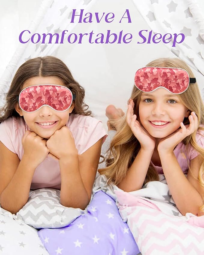 Miss Adola Silk Sleep Mask for Kids - Cute Cartoon Eye Cover for Boys Girls Teens With Soft Smooth Adjustable Straps, Princess Shadow