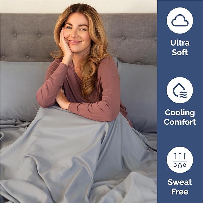 Split King 7 Piece Sheet Set - Comfy, Breathable & Cooling - Soft Hotel Luxury Bedding for Women, Men, Kids, Teens & Children - 1 Flat & 2 Fitted Sheets & 4 Pillowcases w/ Deep Pockets - Steel Blue