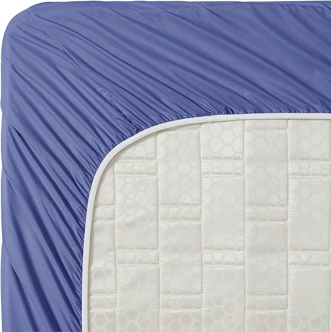 Clara Clark Bed Sheets, Premier 1800 Series 4 Piece Bed Sheet Set, Deep Pocket, Wrinkle, Fade, Stain Resistant, Luxury Soft Bedding Sheets & Pillowcases, Split King, Steel Blue