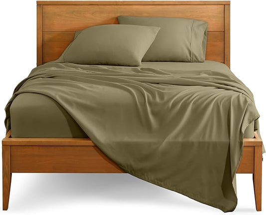 Bare Home Full XL Sheet Set - 1800 Ultra-Soft Microfiber Full Extra Long Bed Sheets - Double Brushed - Deep Pockets - Easy Fit - 4 Piece Set - Bedding Sheets & Pillowcases (Full XL, Olive)