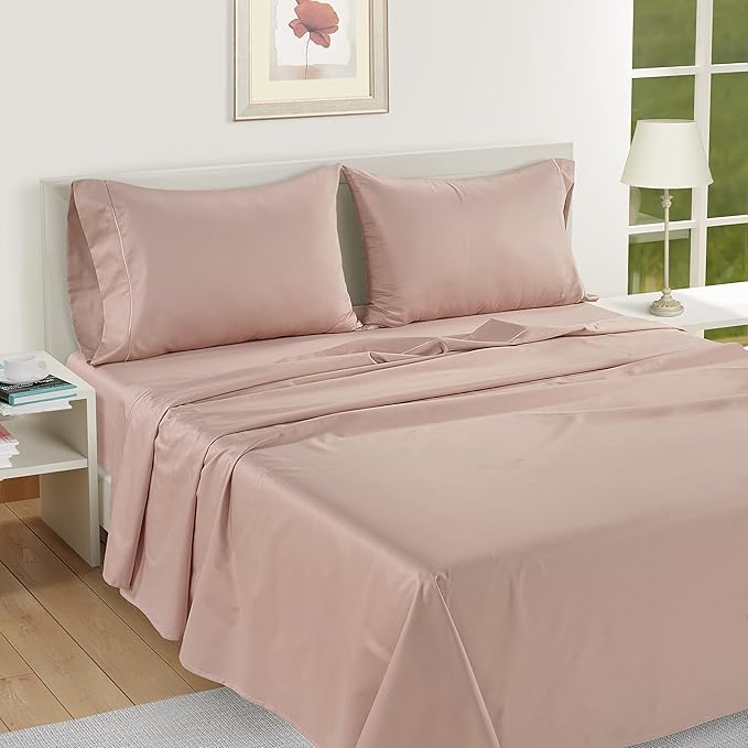 LANE LINEN Pillows Queen Size Set of 2 Soft 100% Egyptian Cotton Cool & Smooth Pillow Cases - Sepia Rose