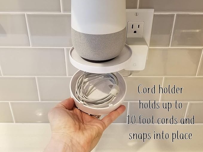 Mount Genie The Easy Outlet Shelf Works with All Outlets - 60 Second Install - Hidden Cord Cable Storage - Perfect Google Home Mount, Nest WiFi Mount, for Cameras, Voice Assistants, and More
