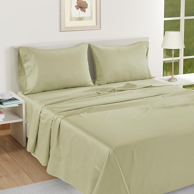 LANE LINEN Queen White Pillow Cases Set of 2, 100% Egyptian Cotton Cases, Sateen - Perfect for Home, Hotels & Hospital Use, Standard Size - Seafoam