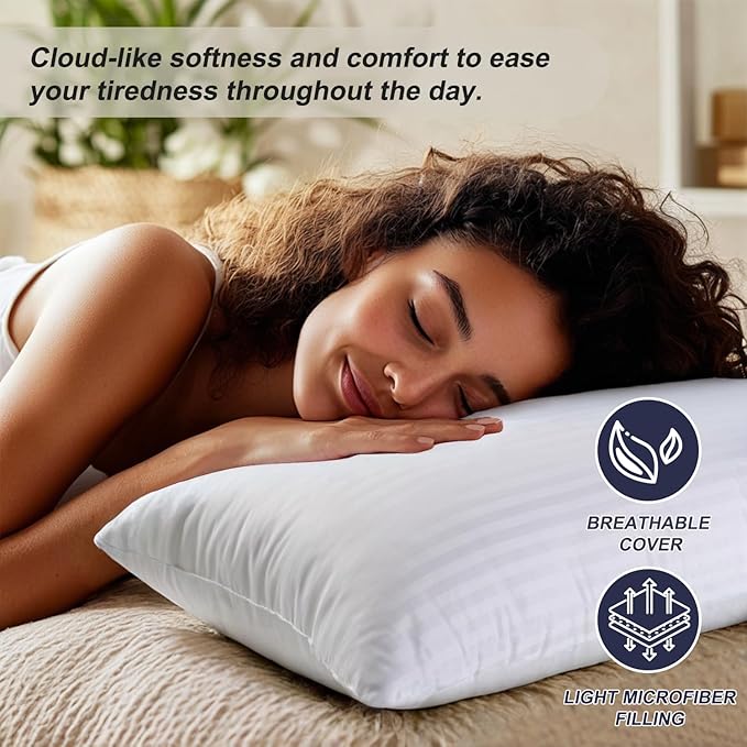 Favocama Pillows Queen Size Set of 4 Hotel Collection Bed Pillow for Sleeping Queen Pillows 4 Pack for Back, Stomach or Side Sleepers Soft and Supportive Washable Pillow for Bedroom