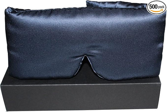 100% Mulberry Silk Eye Mask Blackout Sleeping Eye Cover for Night Sleep and Travel Nap,Soft Adjustable Eyeshade, Comfortable Blindfold for Women Men,Large Size, Black (Navy)