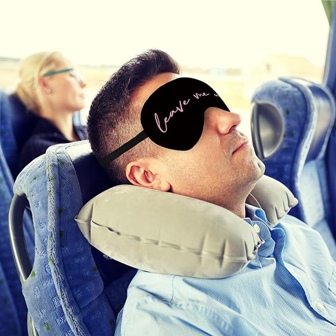 Funny Leave Me Alone Silk Eye Mask for Sleeping,Funny Sleeping Mask, Fun Blindfold Adjustable Strap Night Sleep Mask for Women Girls, Airplane Travel Nap, Sleeping Mask Eye Cover