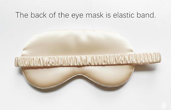 Silk Eye Mask for Sleeping - Satin Eye Cover with Silk Storage Bag Beige