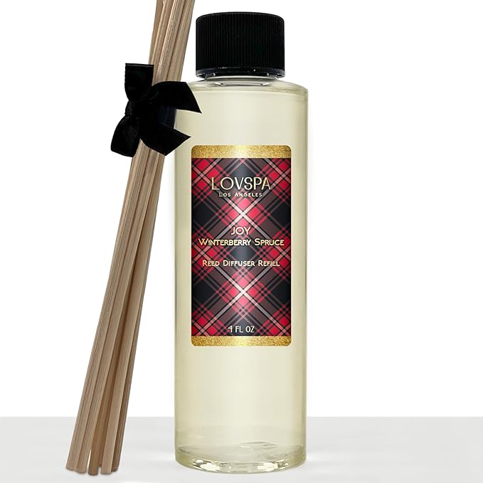 Joy Winterberry Spruce Diffuser Oil - Holiday Essential Oils for Diffuser Refill & Air Freshener Room Spray - Long-Lasting & Natural Home Fragrance, Scented Oil for Diffusers, USA Made, 4oz