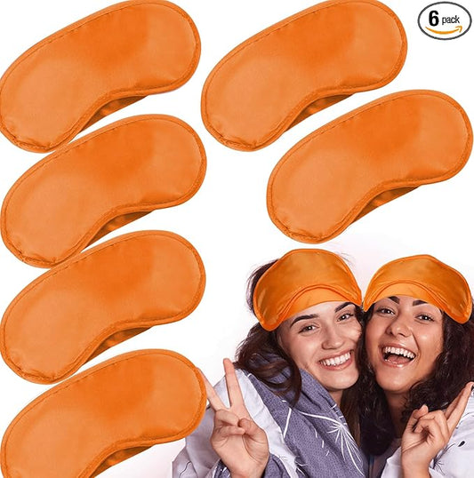 6 Pack Blindfold Eye Mask Cover Sleep Mask for Party Games Travel Sleep Team Build Party Supply with Adjustable Strap for Women Men Kids, Orange