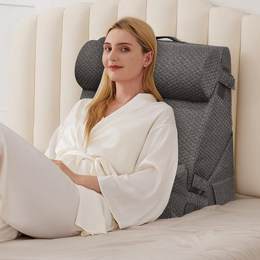 BIEEZZK 4PCS Wedge Pillow Set for After Surgery, Back Pillow for Bed Sitting up, 9&12inch Adjustable Memory Foam Bed Wedges, Pillow Wedge for Acid Reflux, Back Pain Relief, Snoring, Dark Grey