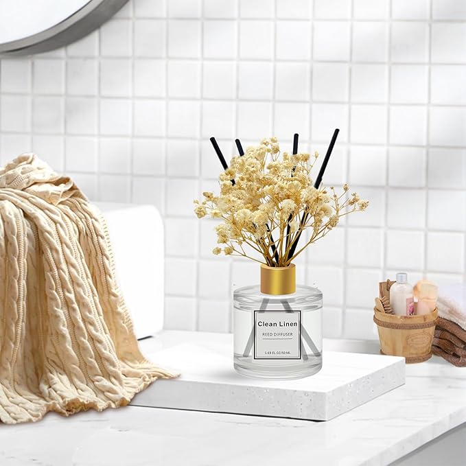 Reed Diffuser Set of 3 Pack,Clean Linen,Citrus,Lavender Scented Oil Diffuser with 4 Sticks,Reed Diffusers for Home,Living Room,Bathroom Air Freshener Diffuser,50ml x 3