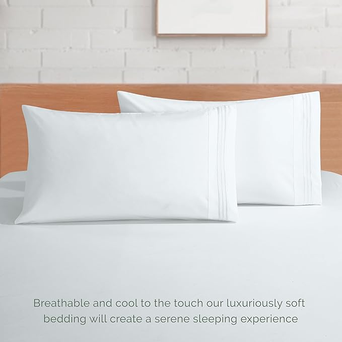 Elegant Comfort Luxury 1500 Premium Hotel Quality Microfiber 4-Piece Sheet Set - Soft, All Around Elastic 18-24 Inches Deep Fitted Sheet - Extra Deep Pocket Sheets, King, White