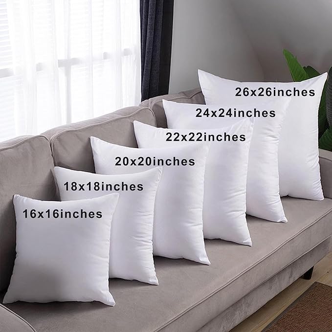 HITO 20x20 Pillow Inserts (Set of 4)- 100% Cotton Covering Down Alternative Throw Pillows White for Couch Bed Sofa