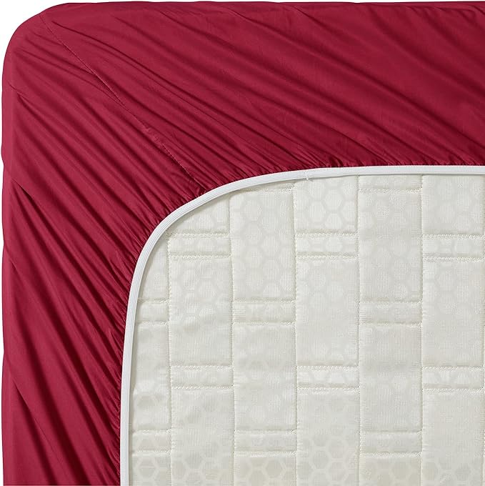 Clara Clark 1800 Premier Series 4pc Bed Sheet Set - King, Burgundy Red