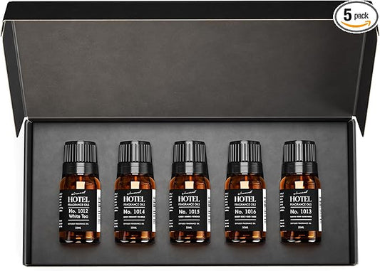AirScent Hotel Diffuser Oil Gift Set - 5-Star Hotel Scents - 10 mL, 0.34 fl oz Fragrance Oil Set - Inspired By The Fairmont, The White Tea Hotel Scent and Other 5-Star Hotel Blends