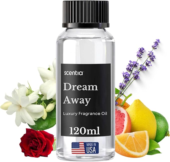 Scentia Dream Away Premium Floral Fragrance Oil for Diffusers – Spring Summer Luxury Home Scent with Jasmine, Lavender & Amber – Cold Air & HVAC Diffuser Oil Refill – 120 ml (4.06 fl oz)