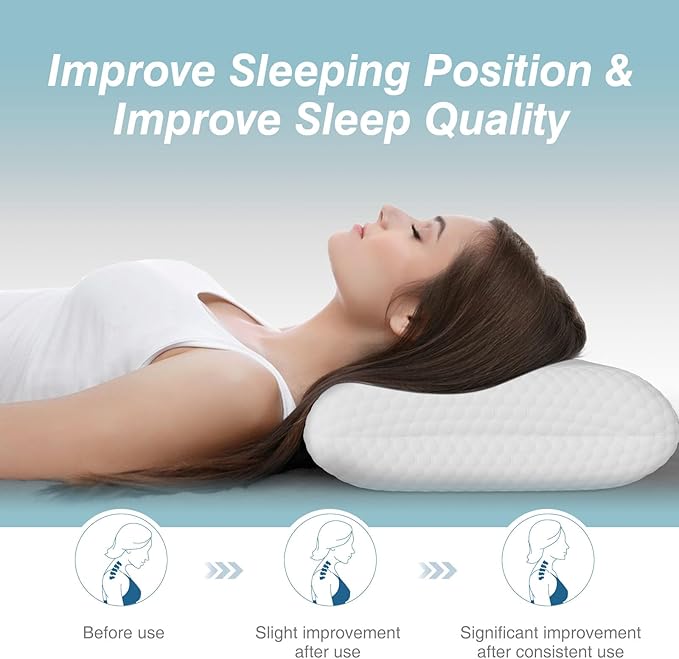 DUMOS Memory Foam Pillows for Sleeping 2 Pack, Bed Pillows for Adults with Washable Cover and Breathable Mesh, Gel Cooling Pillow for Back and Side Sleeper Support, White