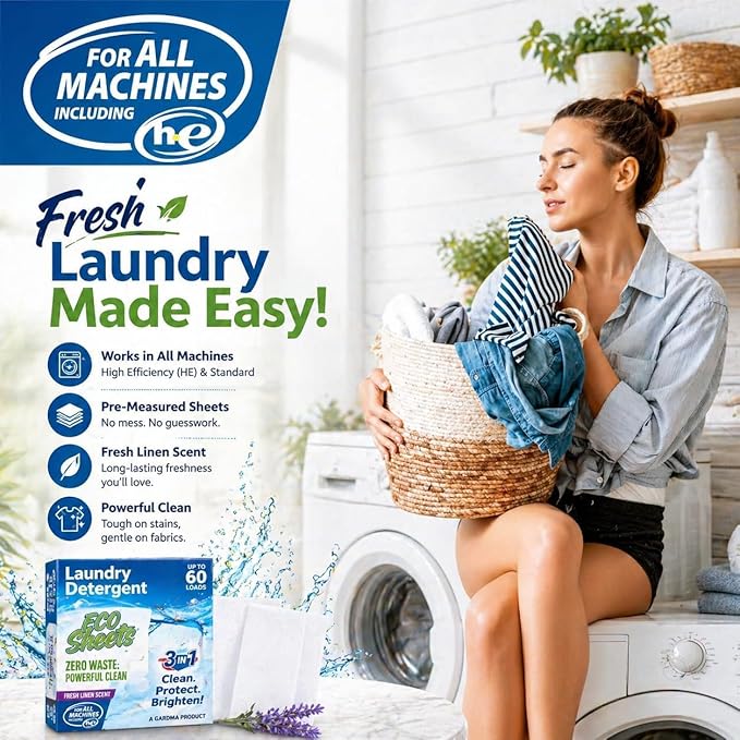 Complete Laundry Kit – Laundry Detergent Sheets, Wool Dryer Balls & Essential Oils – 3 Sheet Packs + 6 XL Cat Dryer Balls + 6 Scent Oils for Natural Clean, Soft & Fresh Laundry