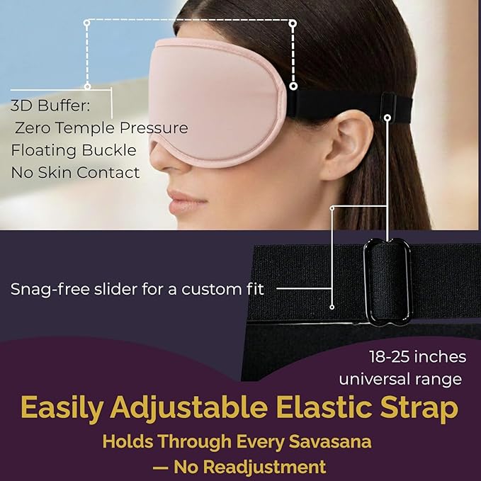 Ringchan Sleep Masks for Women Lash Friendly - 100% Blackout Eye Masks for Sleep - Zero Eye Pressure Sleeping Mask for Naps, Travel & Meditation, Adjustable & Soft - Dusty Rose Pink