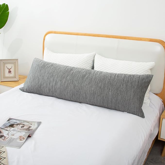 1 MIDDLE ONE Body Pillow, Cooling Memory Foam Body Pillows for Adults Sleeping, Long Pillow for Bed, Big Large Firm Full Body Pillow for Side Sleeper, 20x54 Inch, Cooling Grey