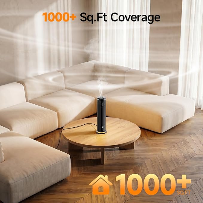 FEPPO Waterless Diffuser, Essential Oil Diffuser for Home Hotel Office – Cold Air Aroma Diffuser Starter Kit with 5×20mL Hotel Scent Oils, 6 Scent Levels, Quiet Aromatherapy Diffuser, 1000+ Sq Ft