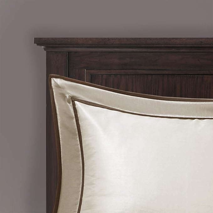 Madison Park Cozy Comforter Set-Deluxe Hotel Collection, All Season Down Alternative Luxury Bedding with Matching Shams, Decorative Pillows, California King (104"x92"), Genevieve, Taupe/Brown 7 Piece