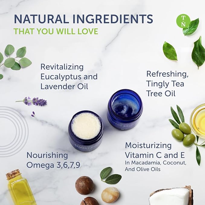 Truremedy Naturals Remedy Balm with Tea Tree Oil, 2 oz - Soothing Moisturizer for Rough Areas - Nourishing Foot and Body Balm with Tea Tree, Lavender, and Eucalyptus (Pack of 2)