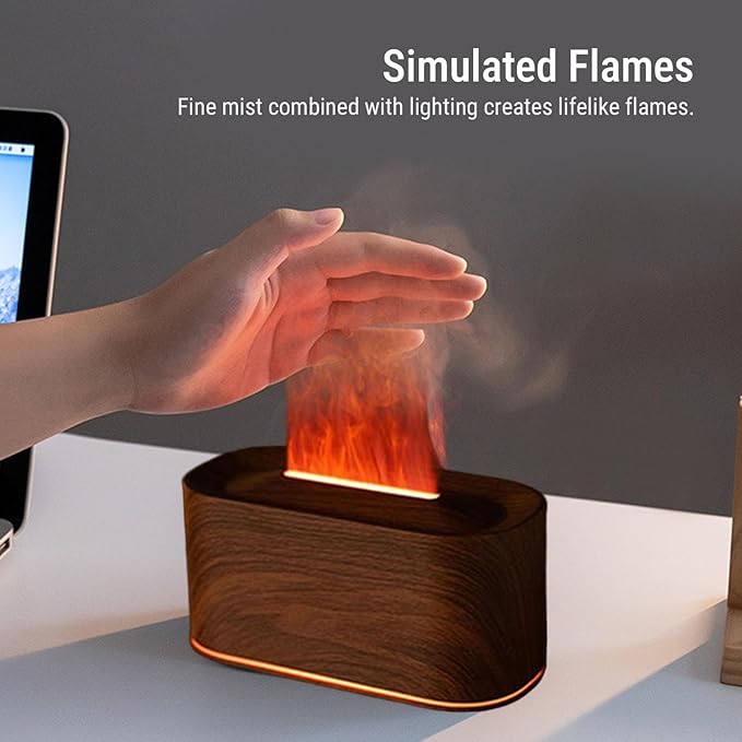 LICAEVEY Essential Oil Diffuser, 220ml Ultrasonic Aromatherapy Diffuser with 7 Colors Light and Quiet Operation, for Home Office Bedroom (Dark Wood Grain)