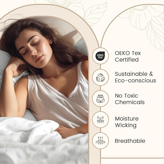 100% Cotton Sheets For Twin Bed, 800TC Sateen Weave 3PC Fully Elasticated Twin Fitted Sheet & Pillowcase Sets, 15" Deep Pocket Sheets Machine Washable, Naturally Cool & Breathable- Ivory