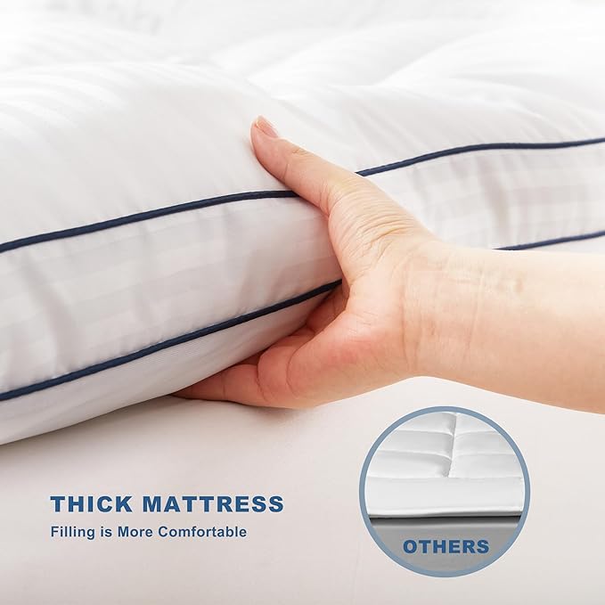 BEDLORE Full Mattress Topper, Thick Pillow Top Pad for Back Pain Relief, Cooling Soft Mattress Cover with Deep Pockets 6-15 inch