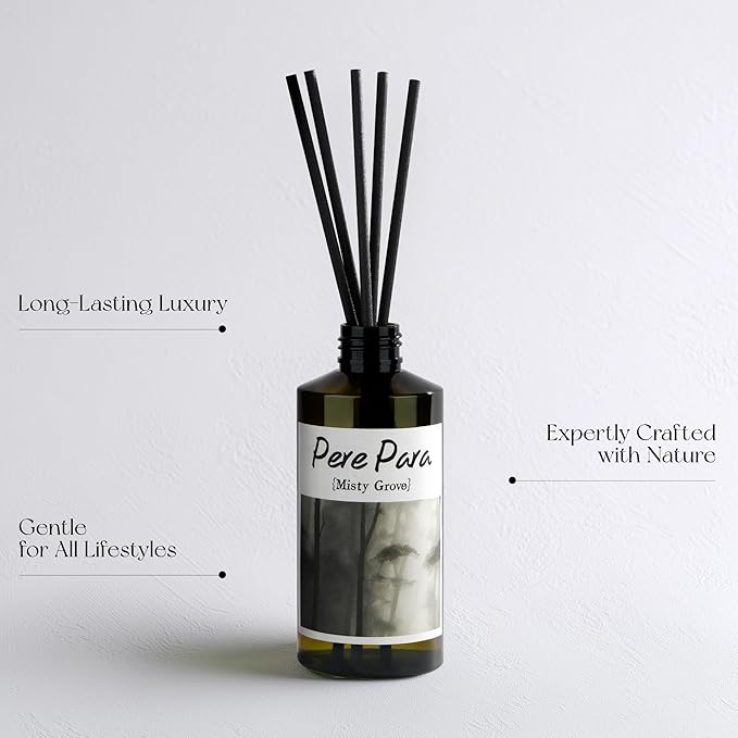 Misty Grove Scent Premium Reed Diffuser Set - 2 Pack, 400ml /14.1 fl.oz Scented Oil with 6 Sticks | Long-Lasting Fragrance for Home & Office | Luxury Gift