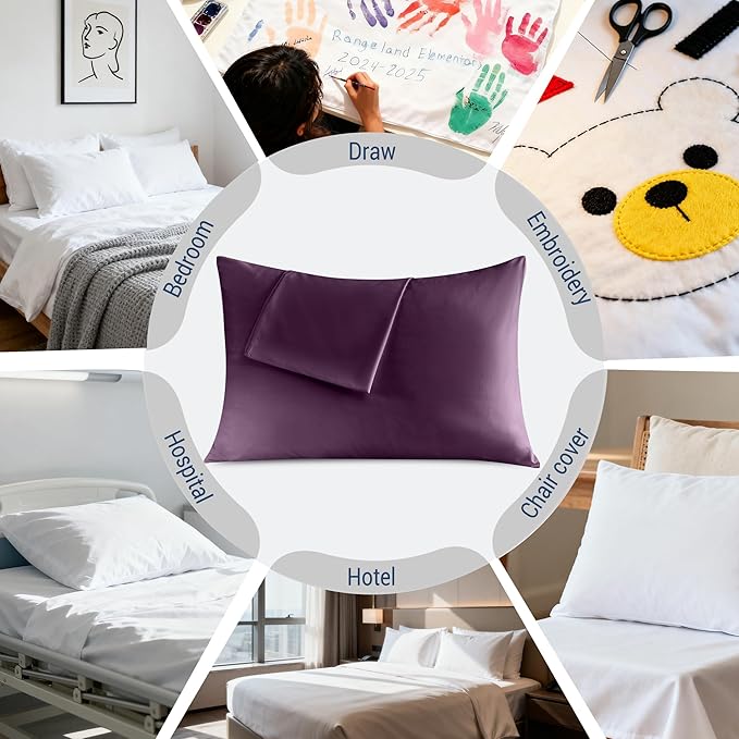 Pillowcases Queen 12 Pack, 20x30 Pillow Cases with Envelope Closure, Soft Plain Brushed Microfiber Covers Breathable Wrinkle-Resistant, Dark Purple