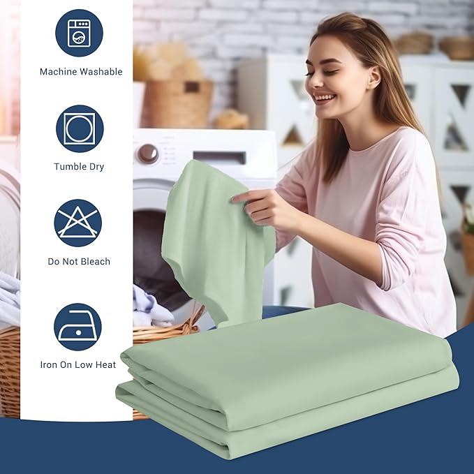 Pillowcases Standard 4 Pack, 20x26 Pillow Cases with Envelope Closure, Soft Plain Brushed Microfiber Covers Breathable Wrinkle-Resistant, Sage Green