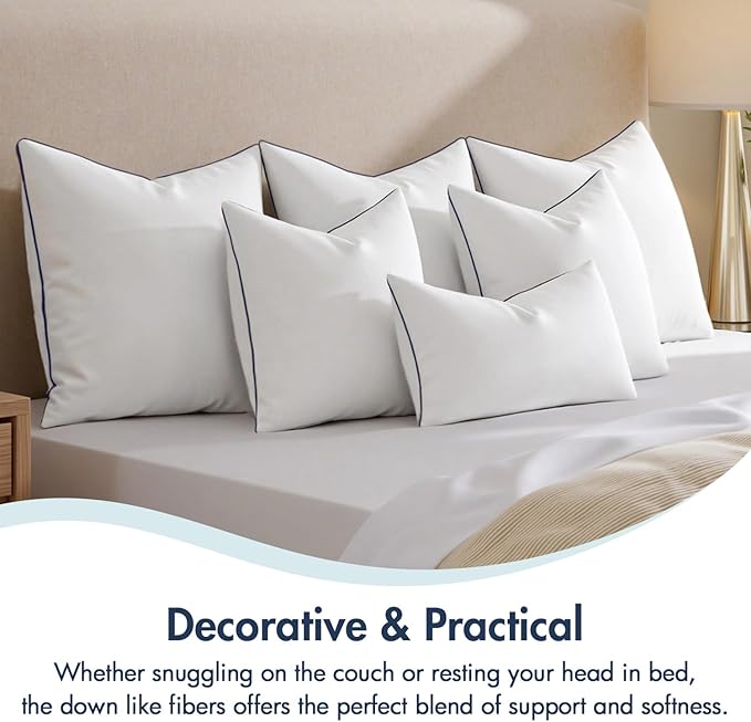 MIULEE 22x22 Pillow Inserts, Fluffy Down Alternative Filling Pack of 2 Ultra Soft Throw Pillows for Bed Sofa Couch