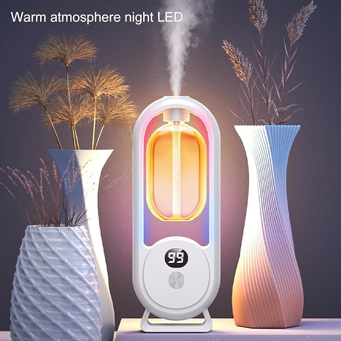 Small Essential Oil Diffuser, 5 Levels Fragrance Scent Quiet Humidifier Aromatherapy Diffuser with LED Colors and Cotton Filter Swab for Home, Bedroom, Bathroom, Office, Hotel