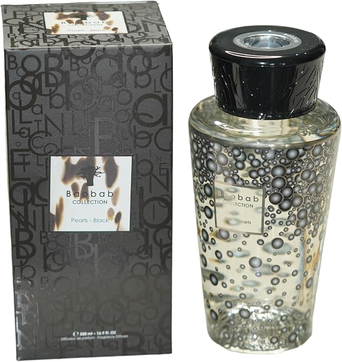 Baobab Collection Diffuser Pearls Black, Ginger-Rose-Grapefruit, Elegant Luxurious French Home Fragrance, Perfect Home Accent & Gift, 16.9 fl.oz./500 ml.