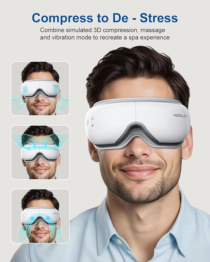 Morelax Mothers Day Gifts for Woman,Eye Massager with Heat & Bluetooth Music, Birthday Gifts for Women, Reduce Eye Strain, Headache Relief and Improve Sleep,Gift for mom/Sister/Wife