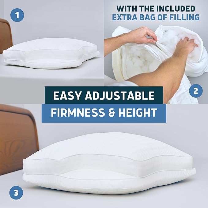 Lunderg Parkin CPAP Pillow for Side & Back Sleepers - The Only Down Alternative with Adjustable Filling & 100% Cotton Case - Reduce Air Leaks & Mask Pressure for Better Sleep - Works with All Masks