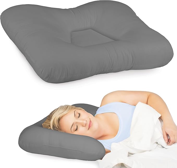 Core Products Tri-Core Cervical Support Pillow – Gentle (Medium Firmness) Orthopedic Neck Pillow for Pain Relief, Back and Side Sleepers – Ergonomic Contour Pillow – Assembled in USA, Full Size, Gray