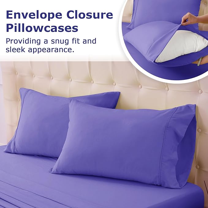 California King Size Bed Sheet Set - 4 Piece Soft Microfiber Sheets with Deep Pockets, Cooling Technology, and Wrinkle-Free Pillowcase. Hotel-Quality, Durable Bedding, Very Peri
