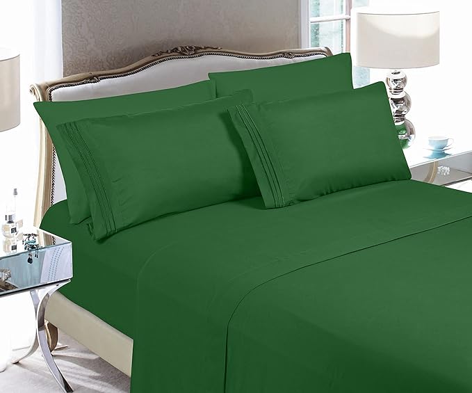 Elegant Comfort Luxury Soft Bed Sheets 1500 Premium Hotel Quality Microfiber Softness Wrinkle and Fade Resistant (4-Piece) Bedding Set, Twin/Twin XL, Hunter Green